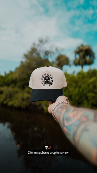 New "skull rose" two tone SnapBack- tan and black