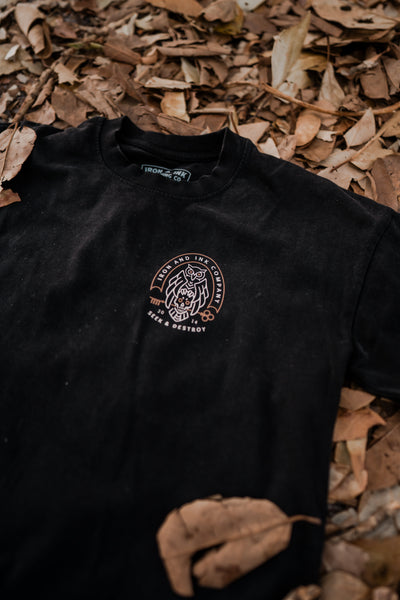 New "seek and destroy" oversized heavy wt shirt-acid wash black