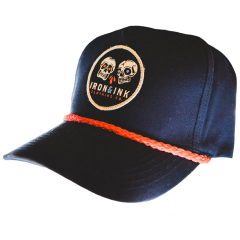 Skulls Rope SnapBack- navy with red rope