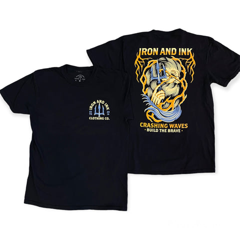 New "Poseidon" regular garment dyed unisex t-shirt-Black