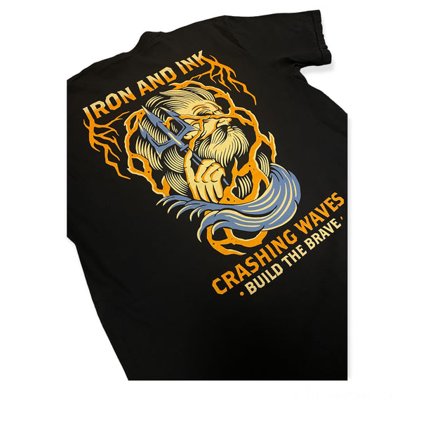 New "Poseidon" regular garment dyed unisex t-shirt-Black